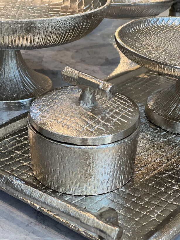 سرویس آلومینیومی مدل چرمی (پوست ماری) آبکاری نیکل